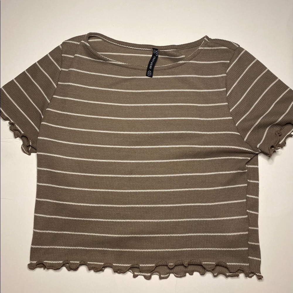 Brown striped crop shirt